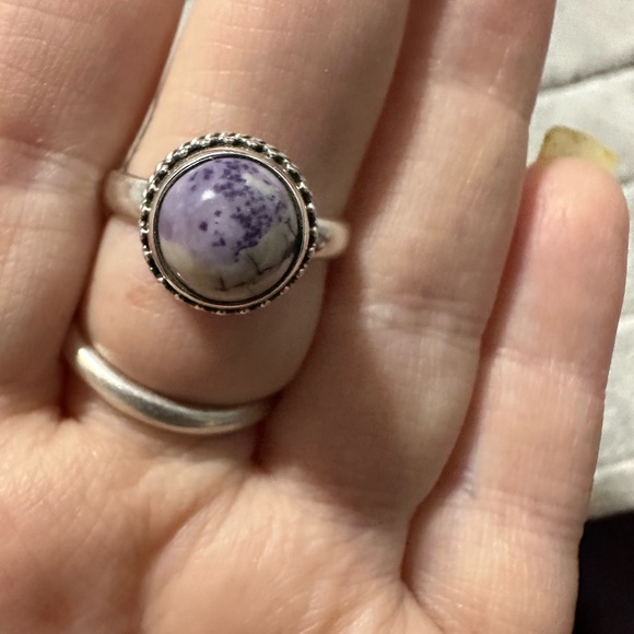 New Sterling Silver Purple Utah Tiffany Stone Sz 8.75 Circle Stone Raised Bezel - Picture 6 of 9